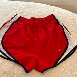 Nike Women's Red Athletic Running Shorts with Contrast Trim